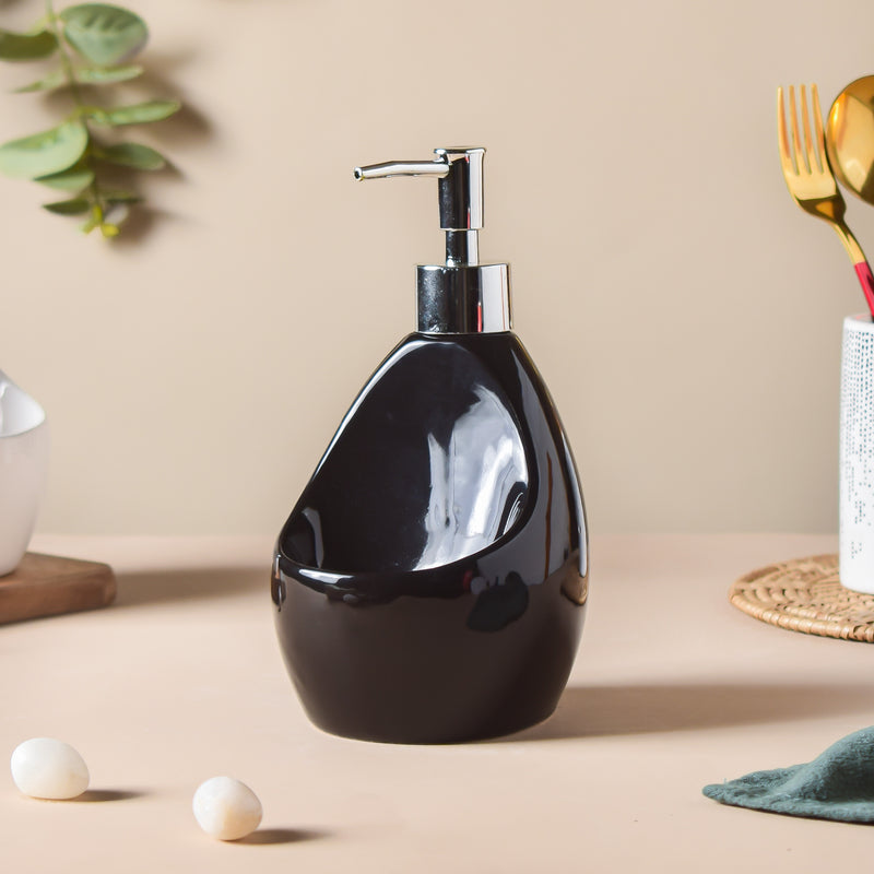 Celestria Black Glossy Dispenser With Scrubber 450ml