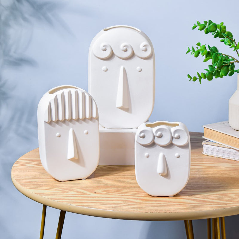 Nordic Ceramic Face Vase Medium - Flower vase for home decor, office and gifting | Home decoration items