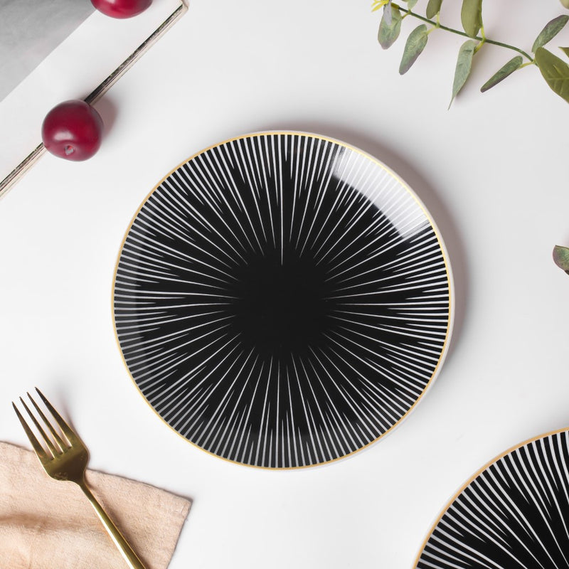 Lunaria Ceramic Snack Plate Black 8 Inch - Serving plate, snack plate, dessert plate | Plates for dining & home decor