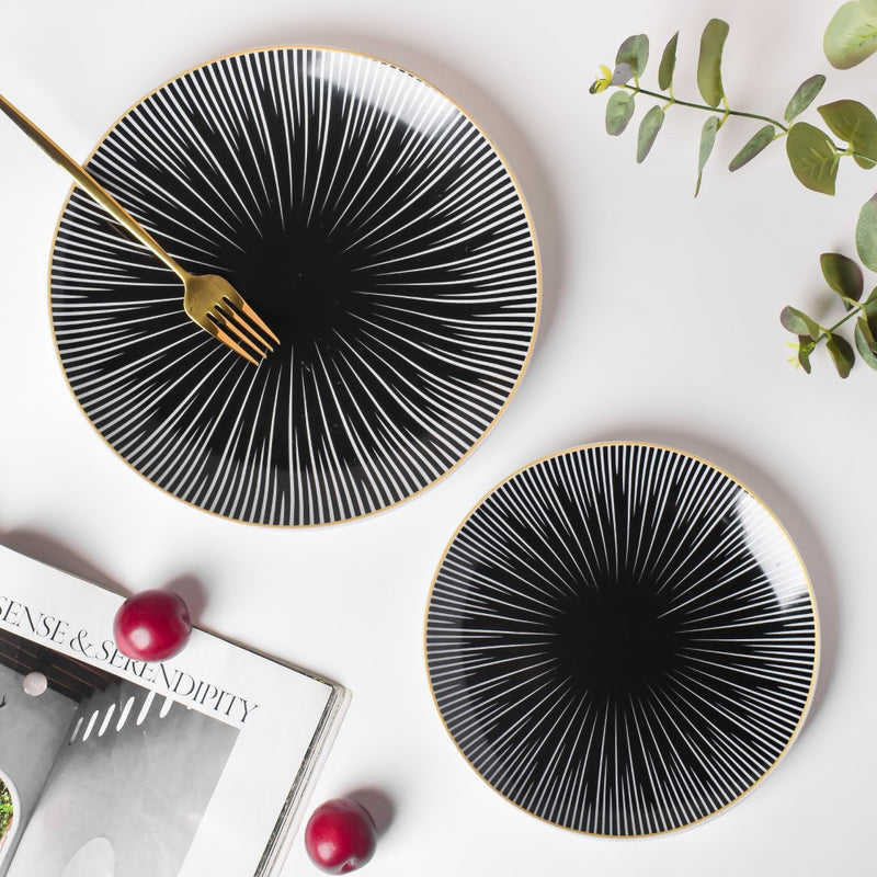 Lunaria Ceramic Snack Plate Black 8 Inch - Serving plate, snack plate, dessert plate | Plates for dining & home decor