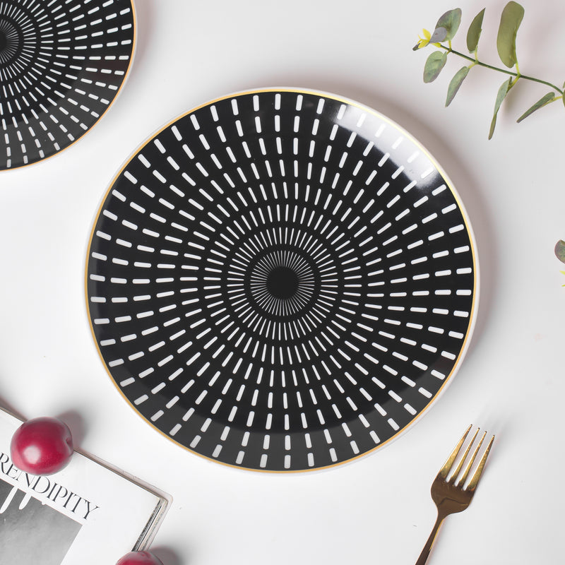 Ebony Ceramic Dinner Plate Black 10 Inch - Serving plate, snack plate, ceramic dinner plates| Plates for dining table & home decor