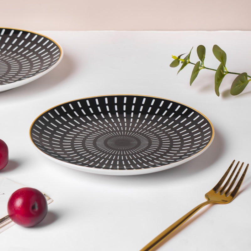 Ebony Ceramic Snack Plate Black 8 Inch - Serving plate, snack plate, dessert plate | Plates for dining & home decor