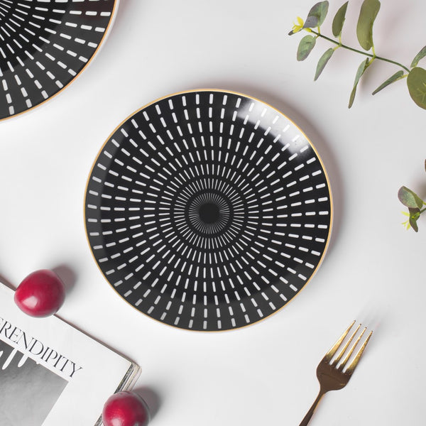 Ebony Ceramic Snack Plate Black 8 Inch - Serving plate, snack plate, dessert plate | Plates for dining & home decor