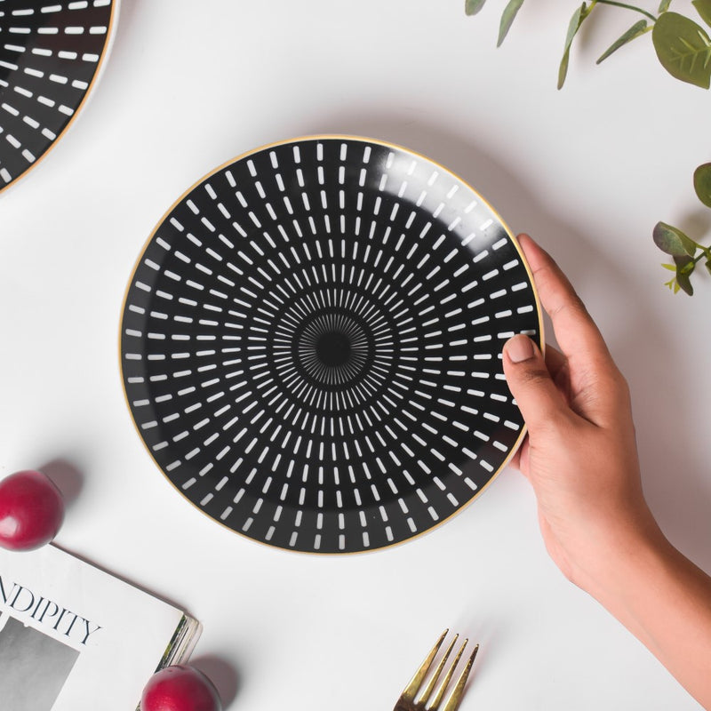 Ebony Ceramic Snack Plate Black 8 Inch - Serving plate, snack plate, dessert plate | Plates for dining & home decor