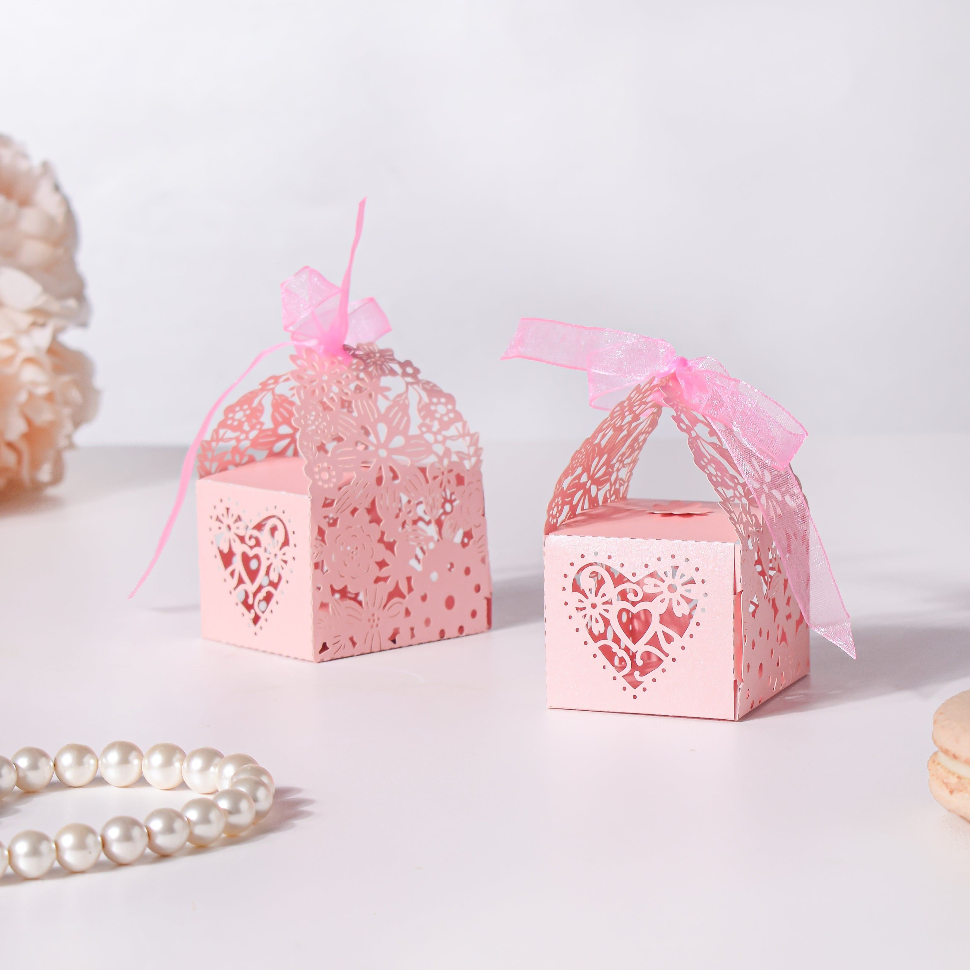 Pink Square Paper Gift Box Set of 20