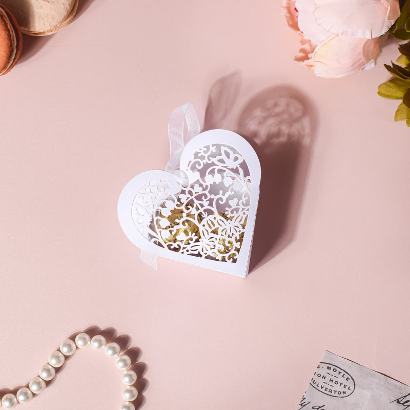 White Heart Paper Gift Box