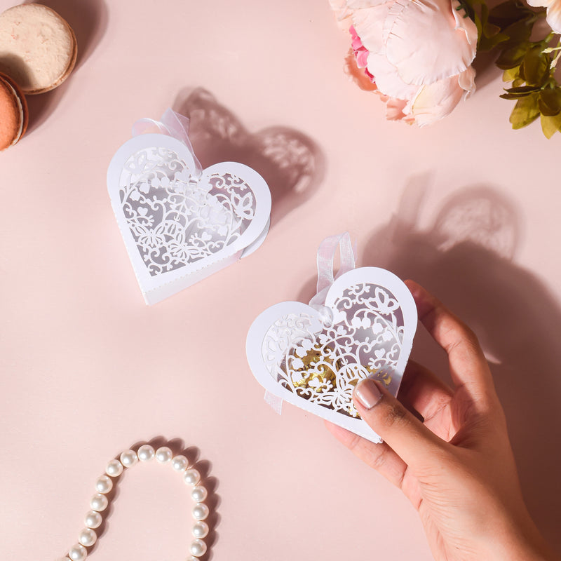 White Heart Paper Gift Box