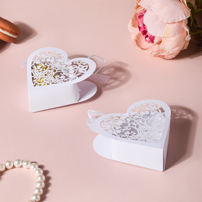 White Heart Paper Gift Box