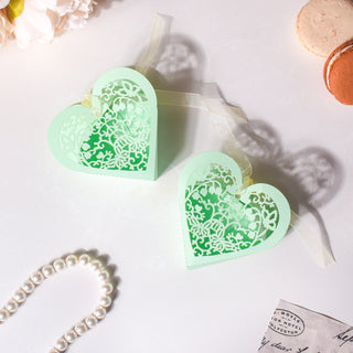 Mint Green Heart Paper Gift Box Set of 20