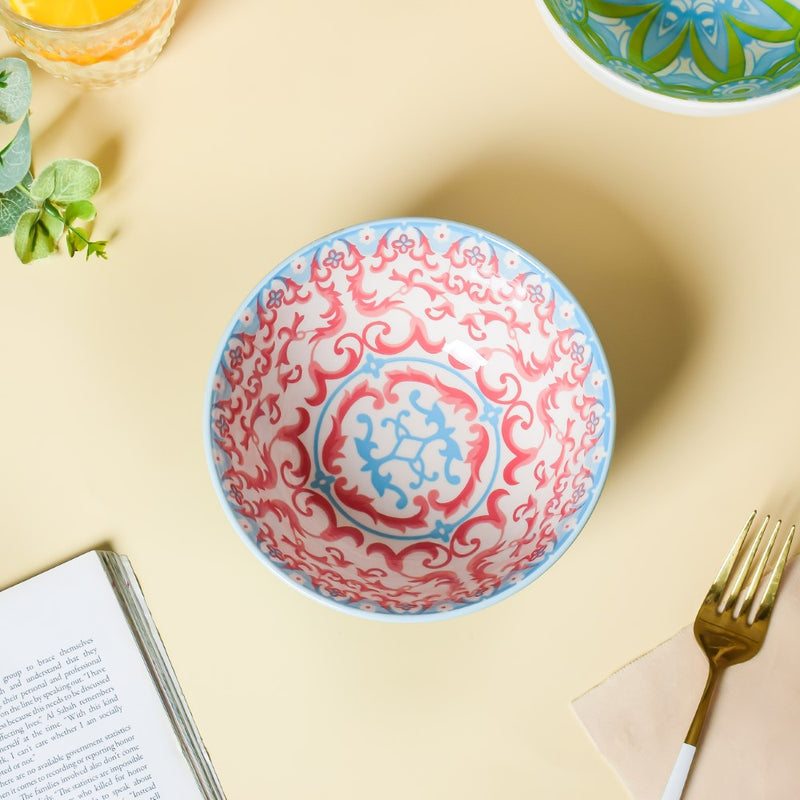Mandala Ceramic Snack Bowl Blue 400ml Set Of 2 - Bowl,ceramic bowl, snack bowls, curry bowl, popcorn bowls | Bowls for dining table & home decor
