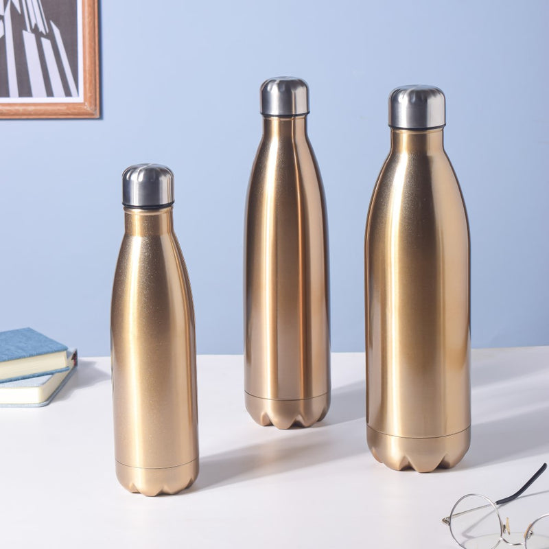 Stainless Steel Water Bottle Gold 1000ml - Water bottle, steel water bottle | Bottle for Travelling
