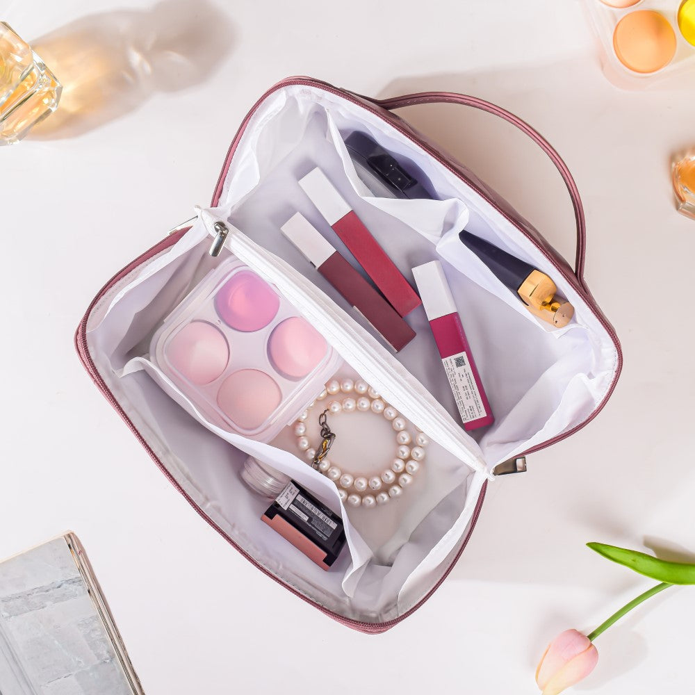 Unique Bargains Makeup Bag Cosmetic Travel Bag Make Up Brush Organizer Bag  Marble Makeup Storage Toiletry Bag For Women Black 8