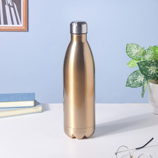 Stainless Steel Water Bottle Gold 1000ml - Water bottle, steel water bottle | Bottle for Travelling