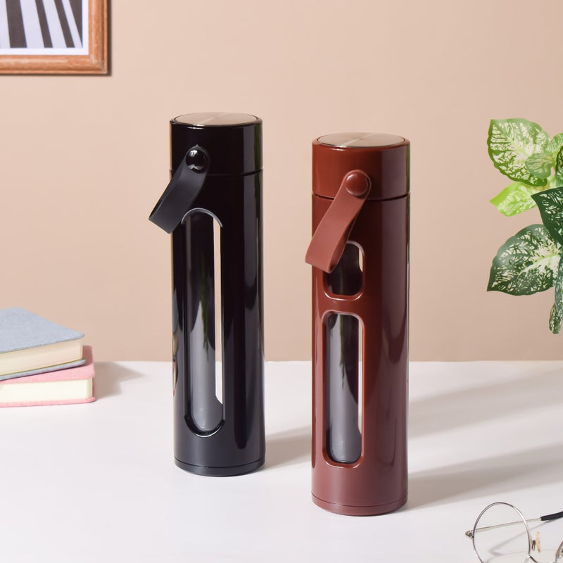 Borosilicate Glass Flask With Strainer Brown 500ml - Water bottle, flask, steel water bottle | Flask for Travelling