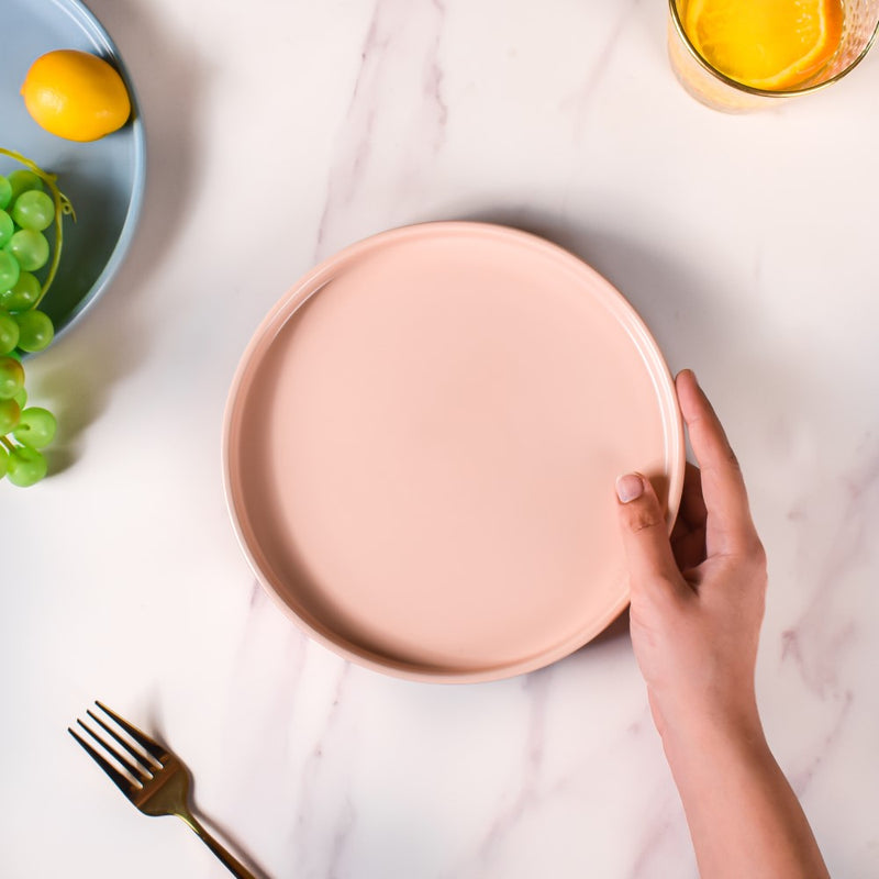 Modern Stoneware Snack Plate Pink - Serving plate, snack plate, dessert plate | Plates for dining & home decor