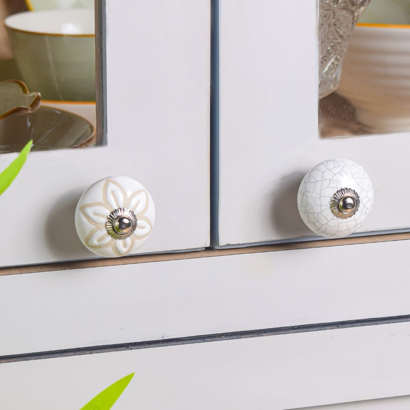 Ceramic Door Knob White Set Of 6