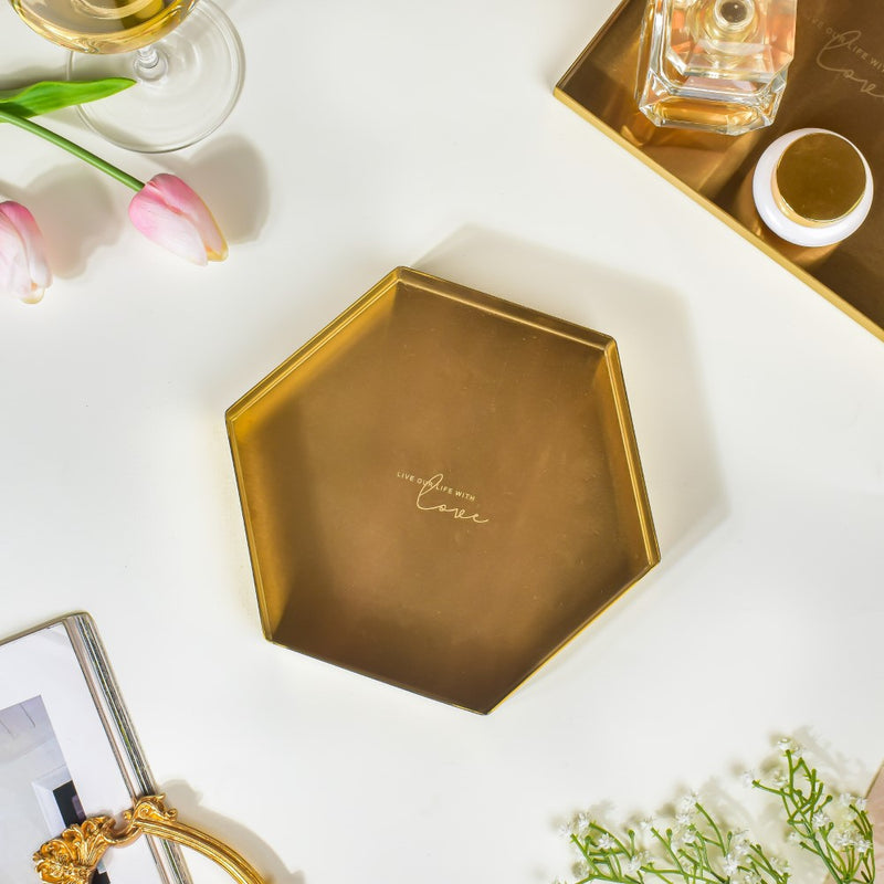 Hexa Decoration Tray Golden Small