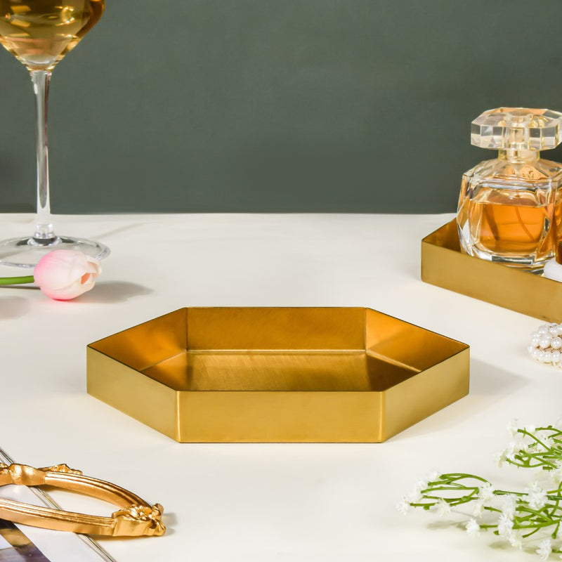 Hexa Decoration Tray Golden Small