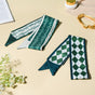 Satin Skinny Scarf Green And White 34 Inch Set of 2