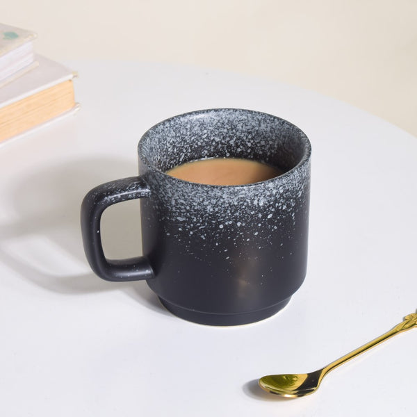 Galaxy Stone Pottery Mug With Lid Black 250 ml- Mug for coffee, tea mug, cappuccino mug | Cups and Mugs for Coffee Table & Home Decor