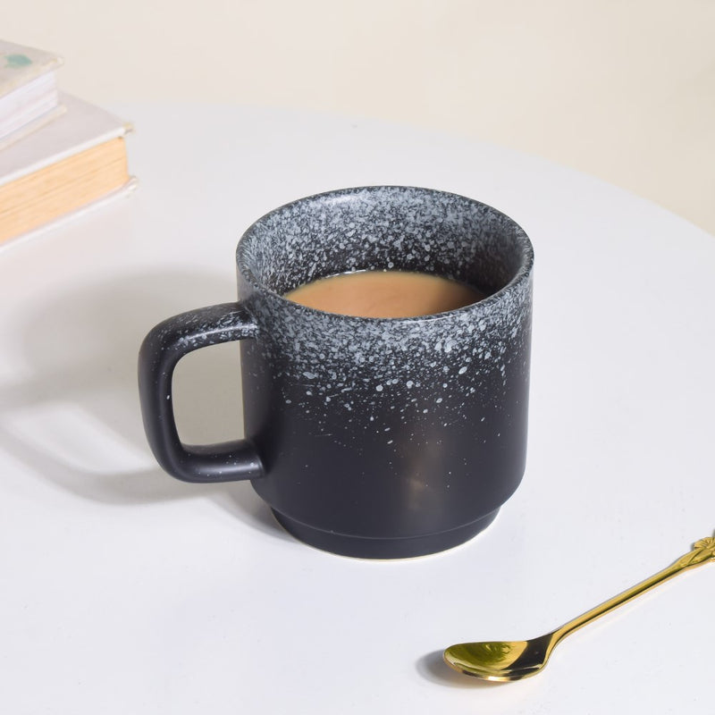 Galaxy Stone Pottery Mug With Lid Black 250 ml- Mug for coffee, tea mug, cappuccino mug | Cups and Mugs for Coffee Table & Home Decor