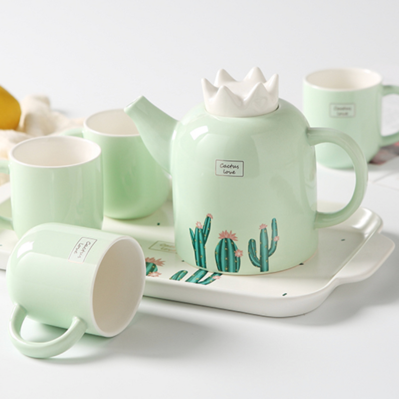 Cactus Tea set - Tea cup set, tea set, teapot set | Tea set for Dining Table & Home Decor