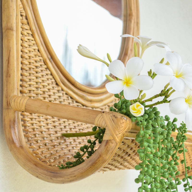 Cane Mirror with Shelf - Wall mirror for home decor | Living room, bathroom & bedroom decoration ideas