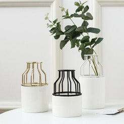 White Black Vase Small - Flower vase for home decor, office and gifting | Home decoration items