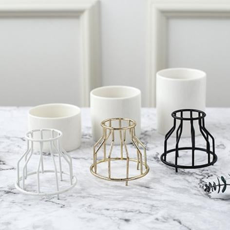 White Black Vase Small - Flower vase for home decor, office and gifting | Home decoration items