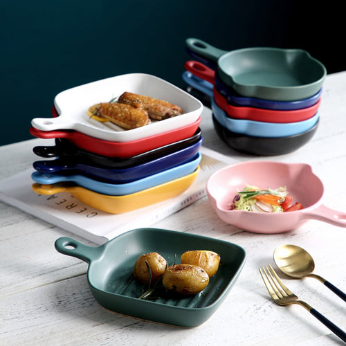 Dark Blue Ceramic Dish With Handle - Ceramic platter, serving platter, fruit platter | Plates for dining table & home decor