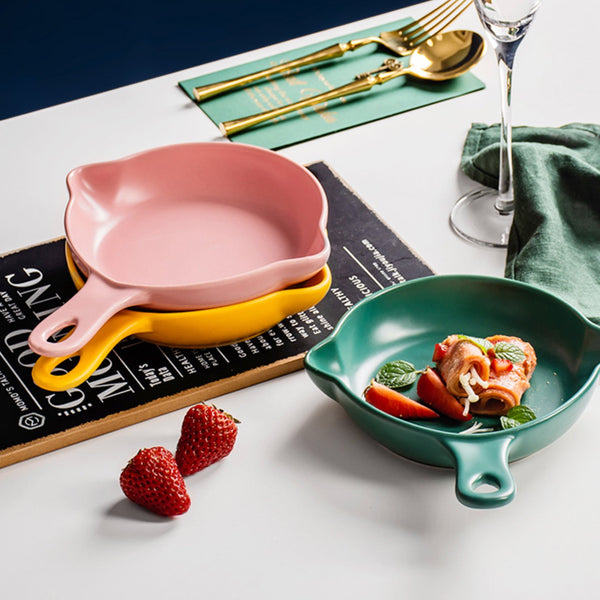 Pink Ceramic Dish With Handle - Ceramic platter, serving platter, fruit platter | Plates for dining table & home decor