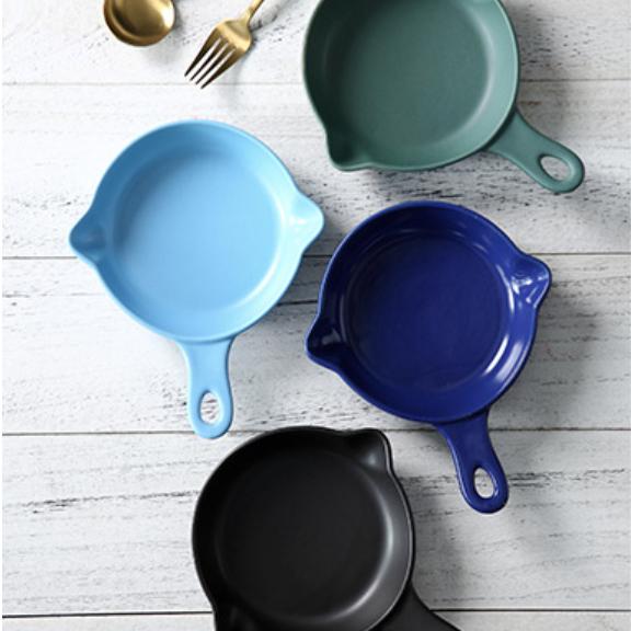 Dark Blue Ceramic Dish With Handle - Ceramic platter, serving platter, fruit platter | Plates for dining table & home decor