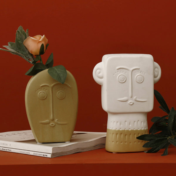 Ceramic Face Vase - Flower vase for home decor, office and gifting | Room decoration items