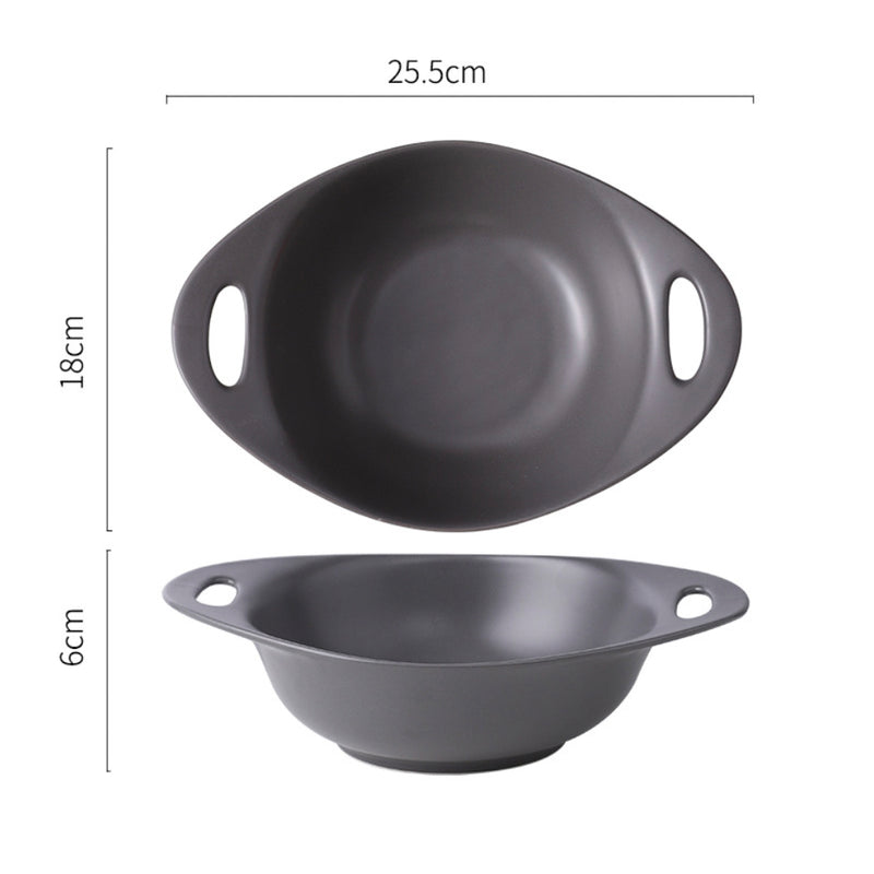 Baking Bowl With Handles Large - Bowl, ceramic bowl, serving bowls, noodle bowl, salad bowls, bowl with handle, baking bowls | Bowls for dining table & home decor