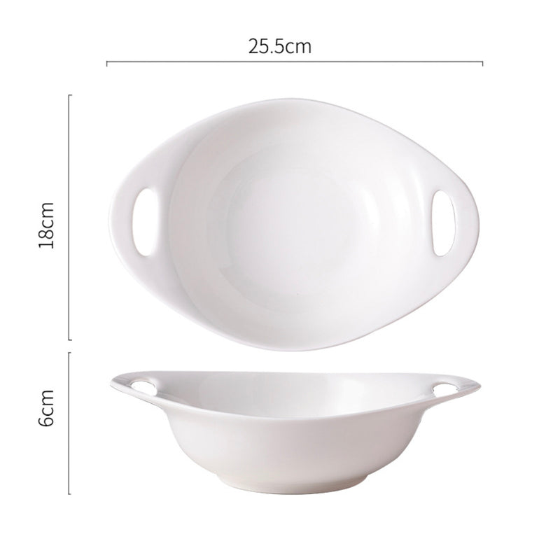 Baking Bowl With Handles Large - Bowl, ceramic bowl, serving bowls, noodle bowl, salad bowls, bowl with handle, baking bowls | Bowls for dining table & home decor