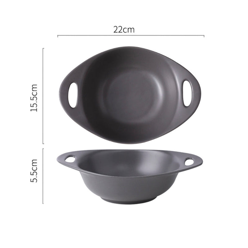 Modern Serving Bowl With Handle Grey Small - Ceramic bowl, salad bowls, snack bowls, bowl with handle, oven bowl | Bowls for dining table & home decor