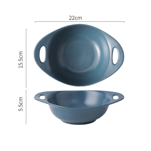 Modern Serving Bowl With Handle Teal Small - Ceramic bowl, salad bowls, snack bowls, bowl with handle, oven bowl | Bowls for dining table & home decor