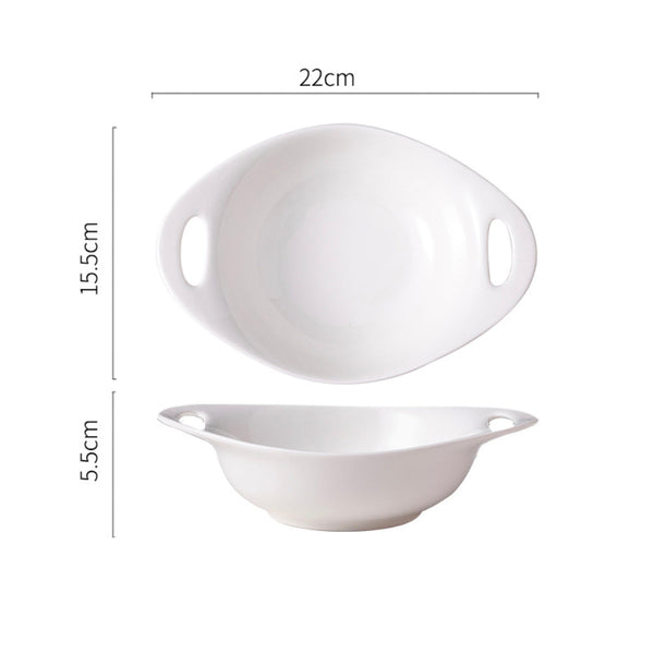 Modern Serving Bowl With Handle White Small - Ceramic bowl, salad bowls, snack bowls, bowl with handle, oven bowl | Bowls for dining table & home decor