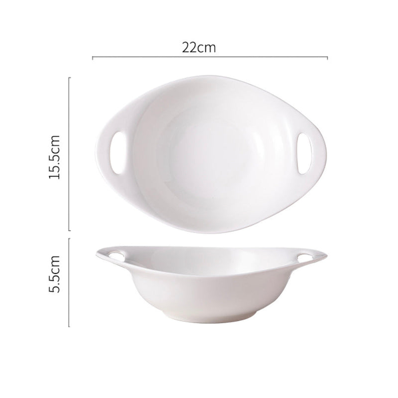 Modern Serving Bowl With Handle White Small - Ceramic bowl, salad bowls, snack bowls, bowl with handle, oven bowl | Bowls for dining table & home decor