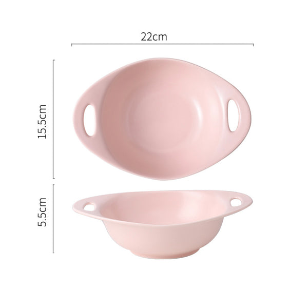 Modern Serving Bowl With Handle Pink Small - Ceramic bowl, salad bowls, snack bowls, bowl with handle, oven bowl | Bowls for dining table & home decor