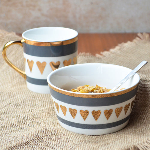 MERRY Heart Snack Bowl 400 ml - Bowl,ceramic bowl, snack bowls, curry bowl, popcorn bowls | Bowls for dining table & home decor