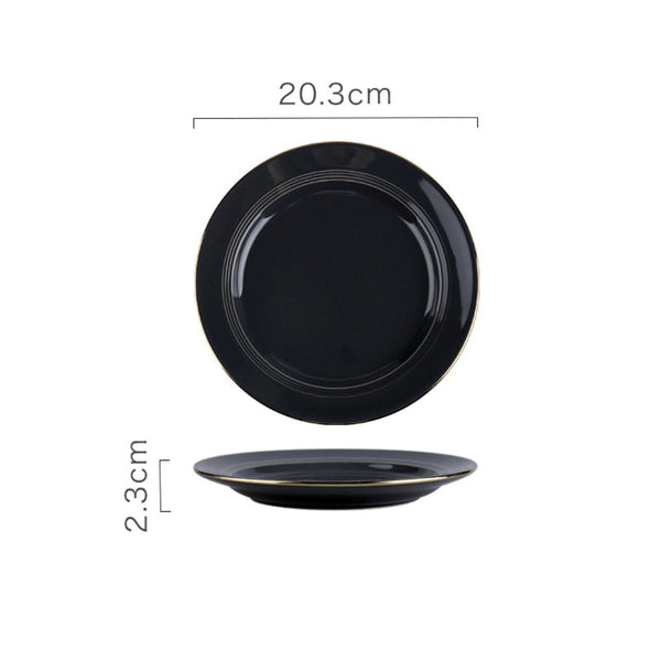 Ceramic Clay Snack Plate Black 8 Inch - Serving plate, snack plate, dessert plate | Plates for dining & home decor