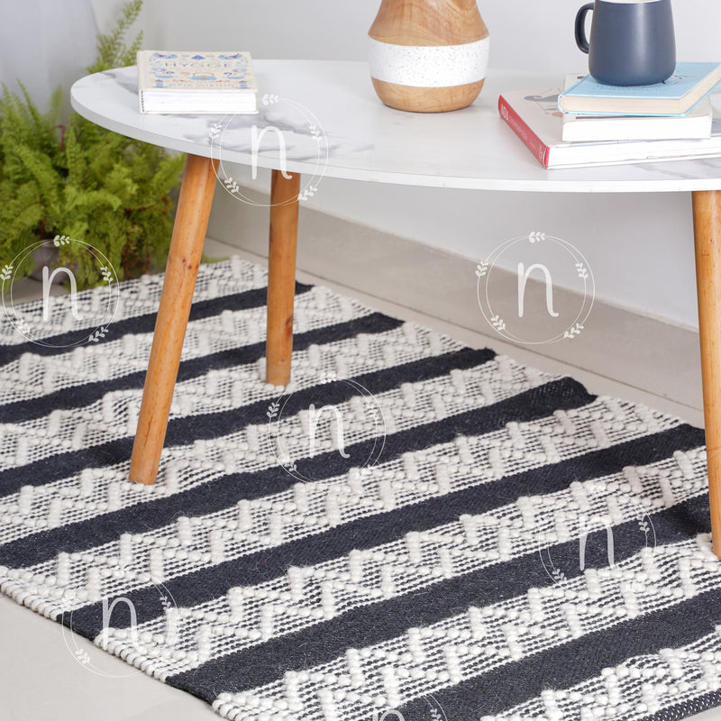 Clover Black and White Rug