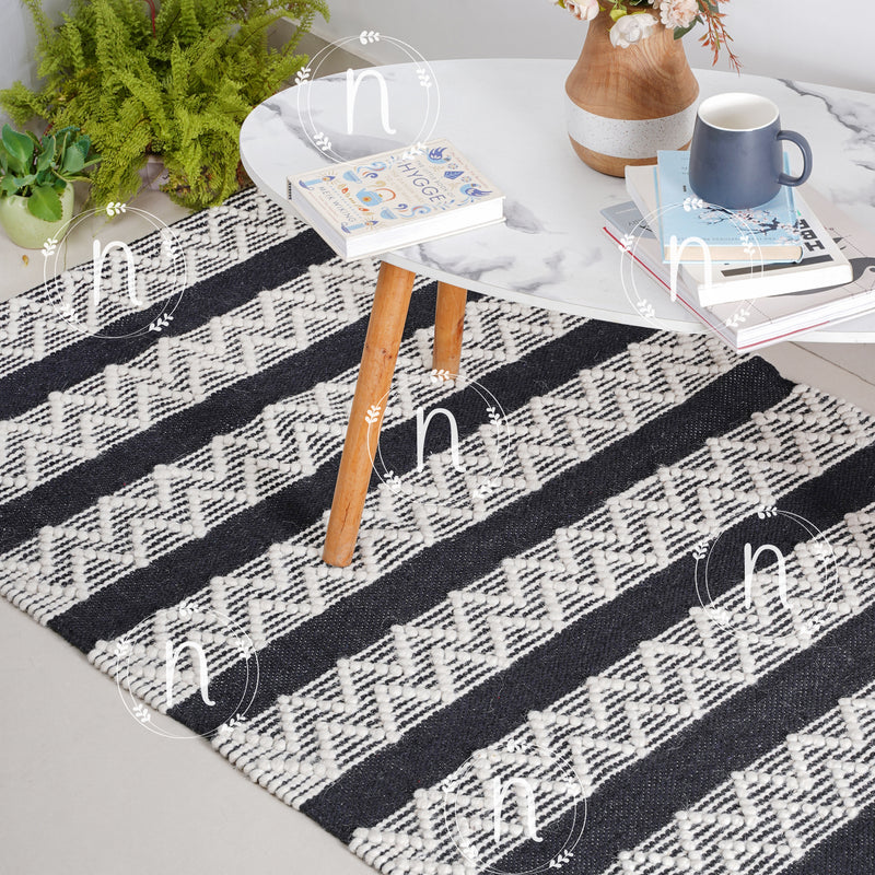 Clover Black and White Rug