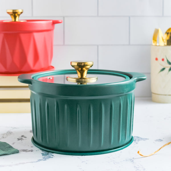 Cooking Pot with Glass Lid Green