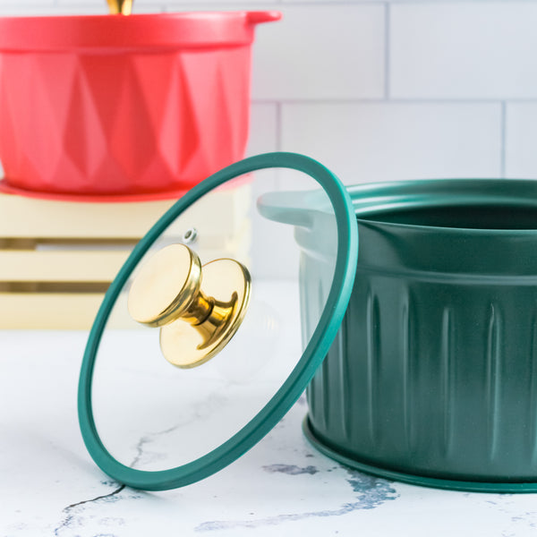 Cooking Pot with Glass Lid Green