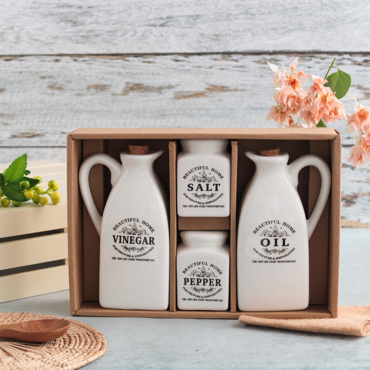 Salt Pepper Oil Vinegar Set Ceramic Salt & Pepper Shaker