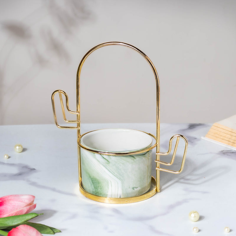 Cacti Frame Marble Ceramic Planter Green - Indoor planters and flower pots | Home decor items