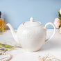 Serena White Truffle Floral Textured Teapot 1000 ml - Teapot, tea kettle, ceramic teapot | Teapot for Dining table & Home decor