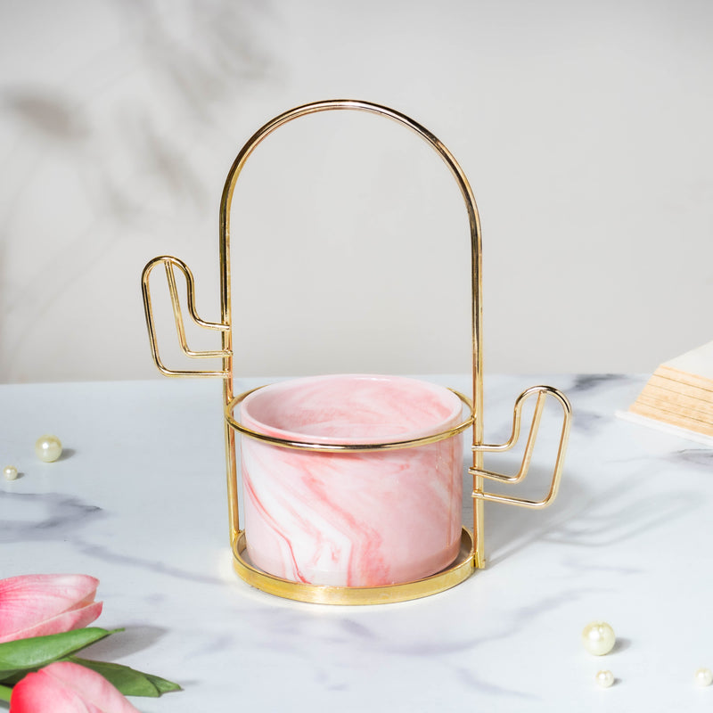Cacti Frame Marble Ceramic Planter Pink - Indoor planters and flower pots | Home decor items
